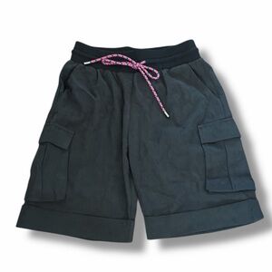 Choosy Black Sueded Pull On Drawstring Cargo Bermuda Shorts Size 2